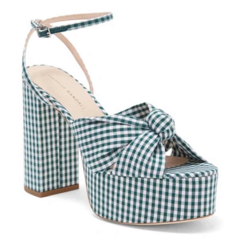 NWOT Loeffler Randall Roz Knot Platform Gingham Sandal